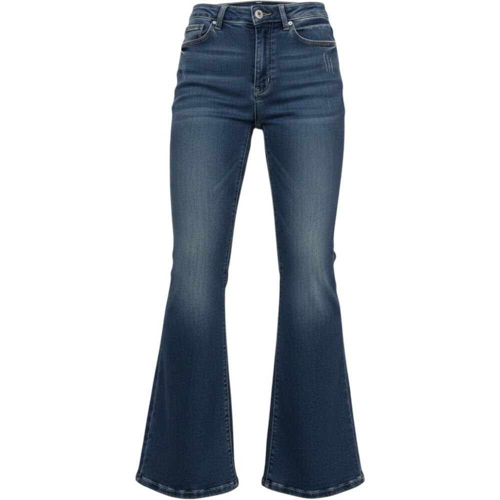 Romwe Womens Dark Wash Rhinestone Studded Cross Flare Jeans Blue Size 2 XS